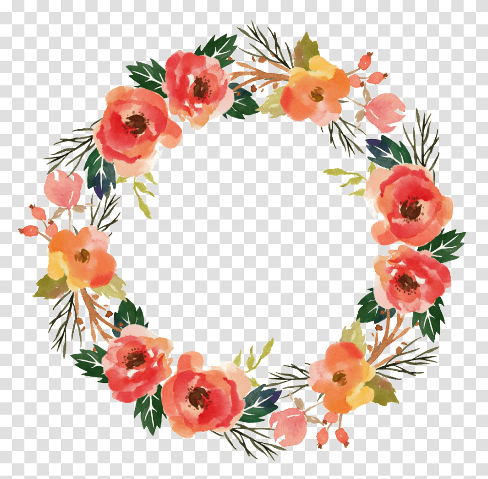 Big Flower Wreath Watercolor Decorative Flower Free, Plant, Blossom, Floral Design, Pattern Transparent Png