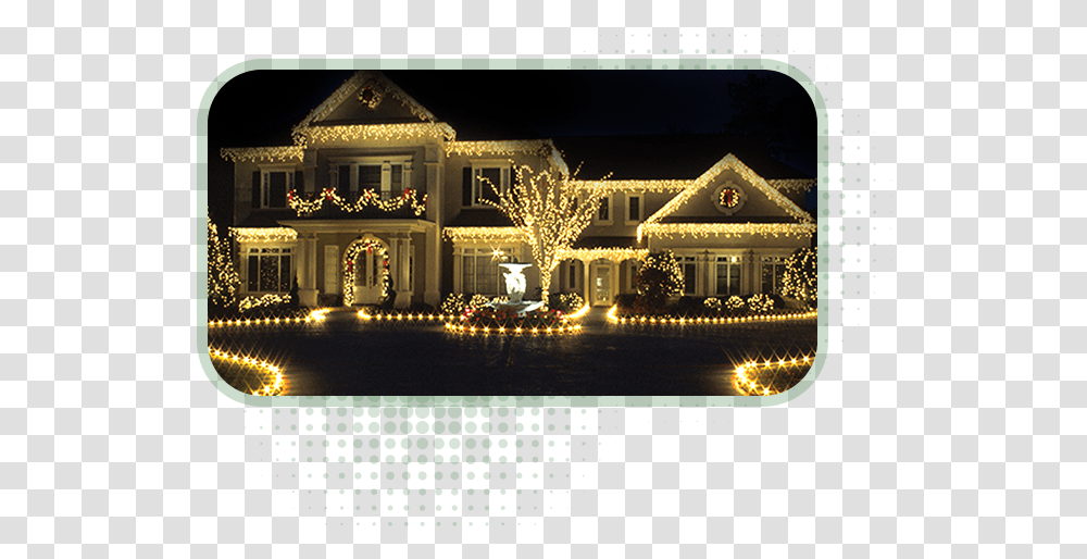 Big House Decorated For Christmas, Lighting, Tree, Plant, Mansion Transparent Png