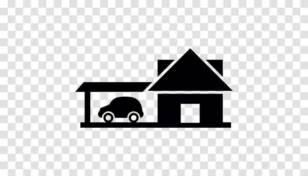 Big House With Car Garage, Label, Silhouette, Vehicle, Transportation Transparent Png