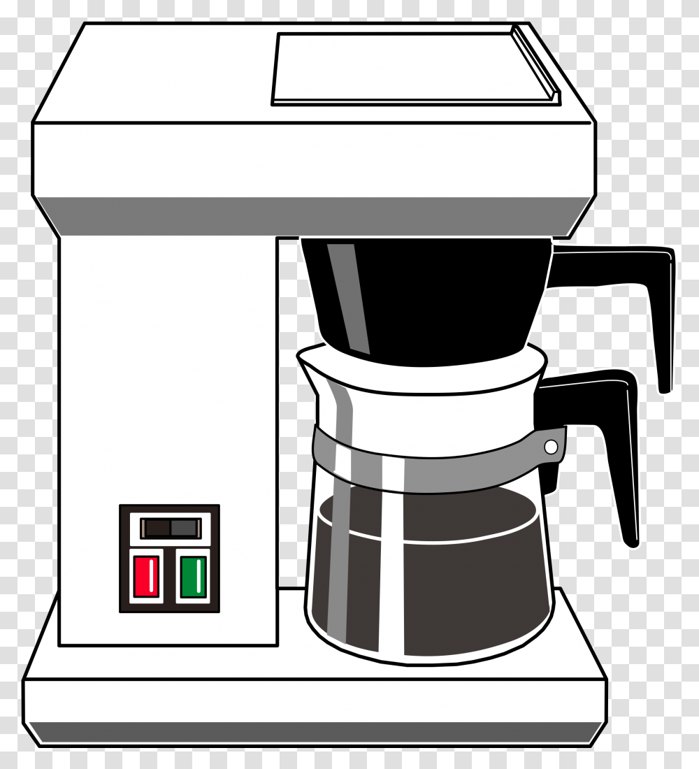 Big Image Coffee Machine Clipart Black And White, Appliance, Cup, Cooker, Mixer Transparent Png