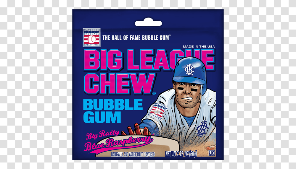 Big Rally Blue Raspberry Big League Chew Cotton Candy, Person, Helmet, Flyer Transparent Png