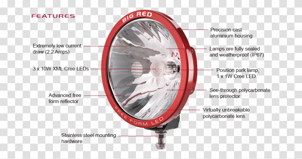 Big Red X Big Red Led Spotlights, Lighting, Headlight, Clock Tower, Architecture Transparent Png