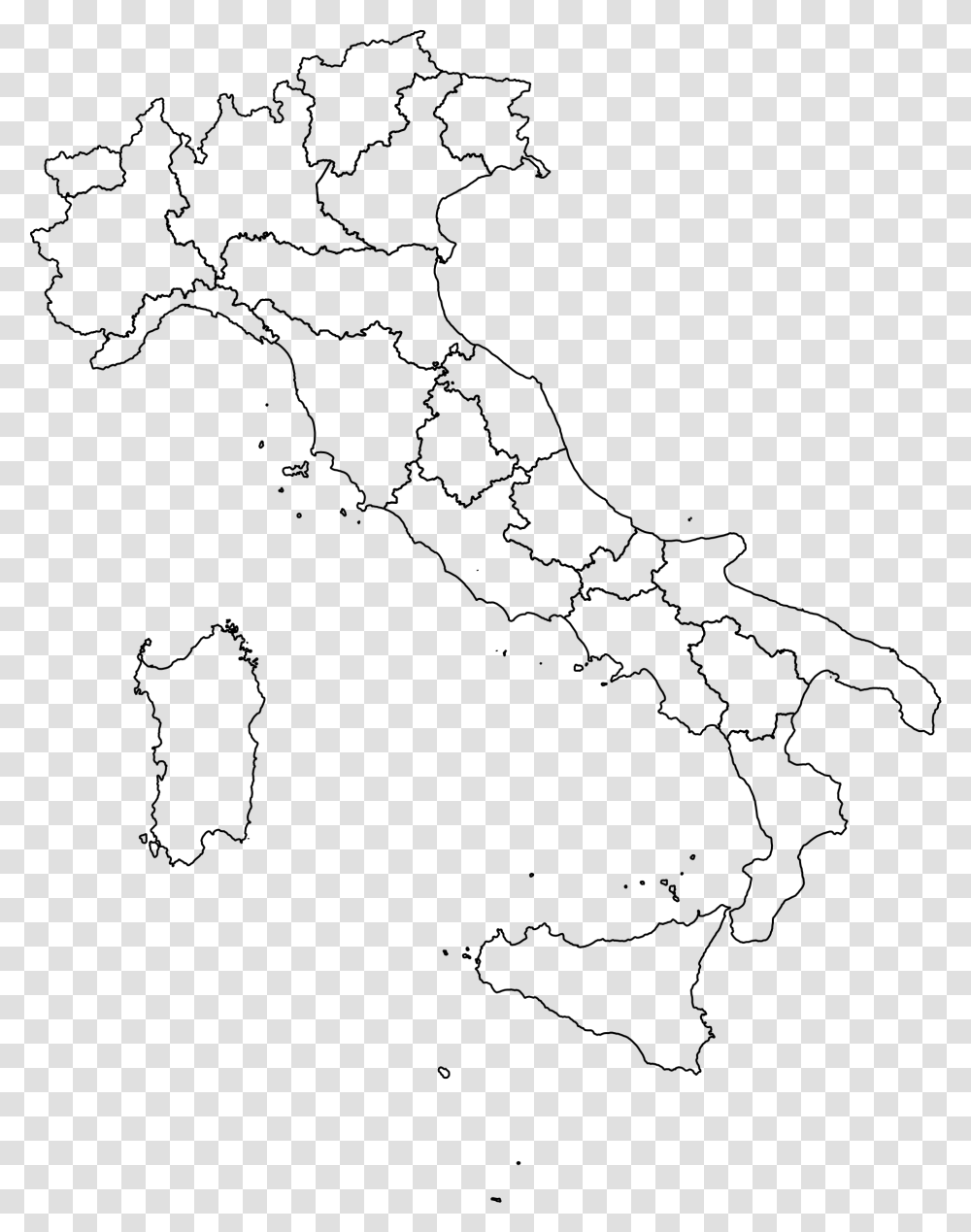 Big Rig Clipart Italy Map Outline Regions, Gray, World Of Warcraft Transparent Png