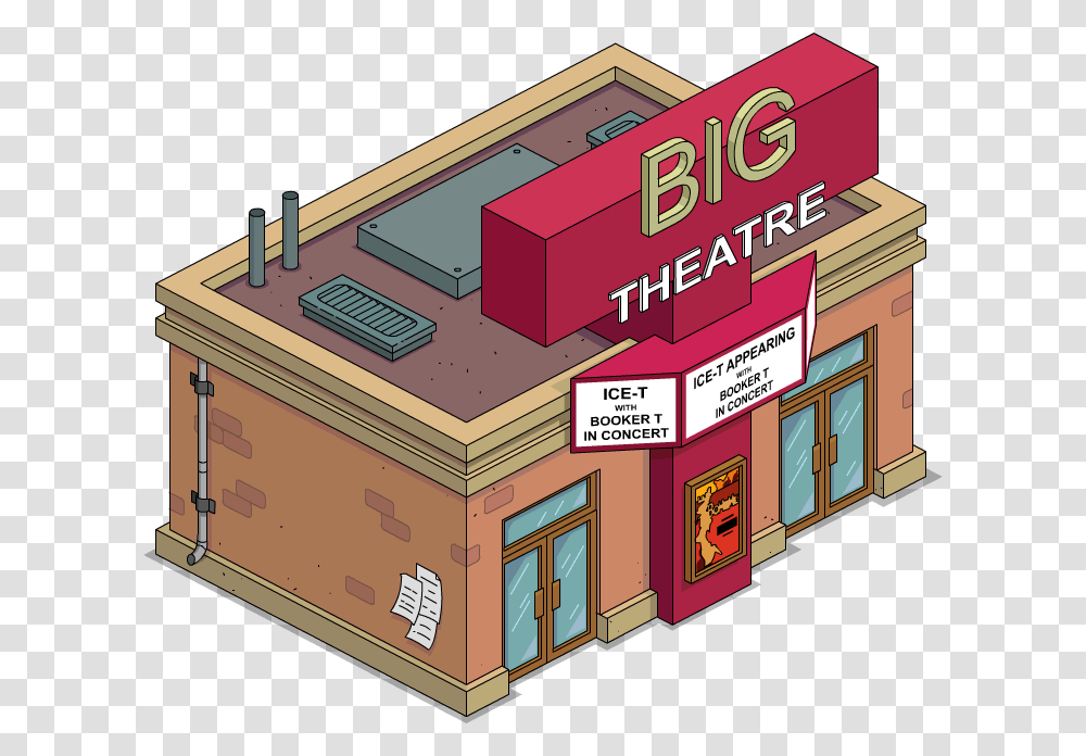 Big T Theatre Menu Simpsons Tapped Out Big T Theatre, Building, Box, Advertisement, Poster Transparent Png