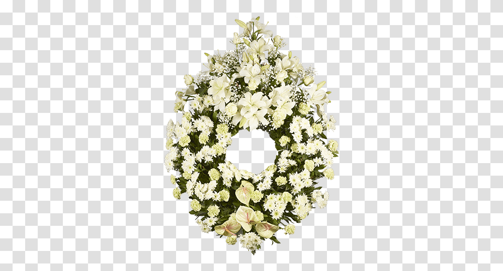 Big White Funeral Wreath Funeral Flowers White, Plant, Blossom, Flower Arrangement, Floral Design Transparent Png