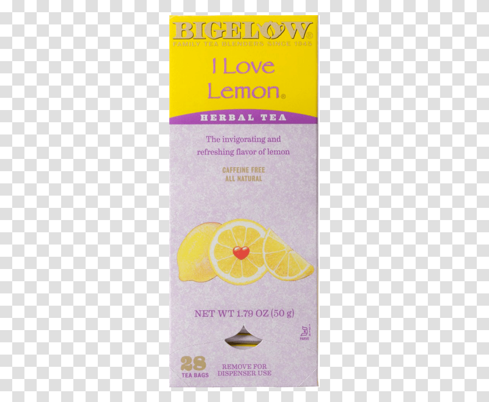 Bigelow I Love Lemon Tea, Plant, Paper, Food Transparent Png