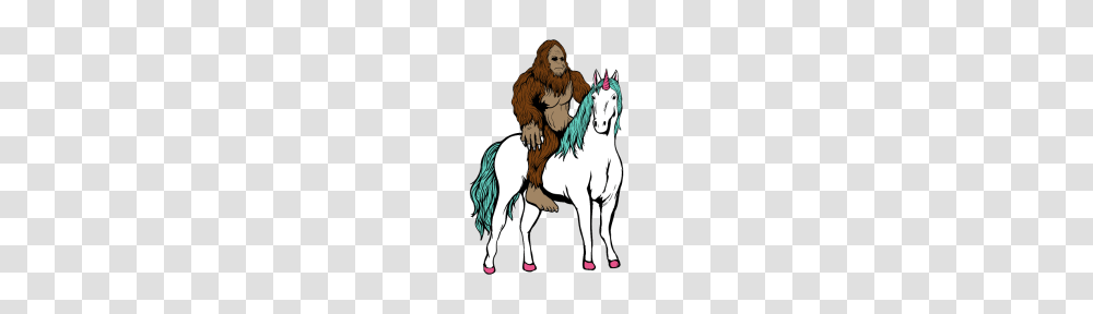 Bigfoot Riding Unicorn Sasquatch, Mammal, Animal, Horse, Stallion Transparent Png