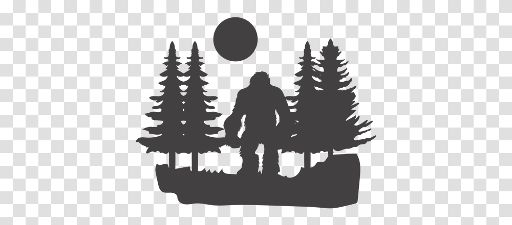 Bigfoot Standing In Forest Cut Out & Svg Vector Graphics, Tree, Plant, Poster, Silhouette Transparent Png