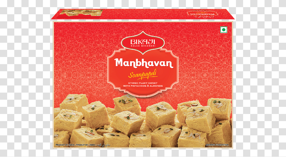 Bikaji Manbhavan Soan Papdi, Sweets, Food, Bread, Cracker Transparent Png