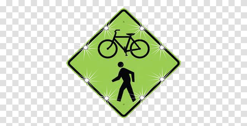 Bike And Pedestrian Sign, Person, Human, Bicycle Transparent Png