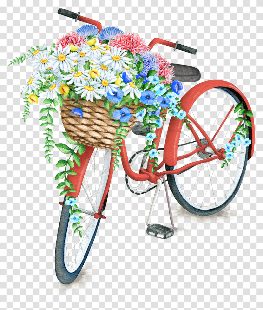 Bike Clip Art Bicycle With Flower Basket Transparent Png