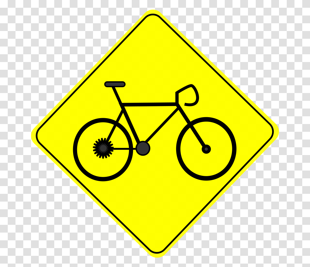 Bike Crossing Caution Road Sign Free Clipart Icon Happy Birthday 50 Cyclist, Symbol, Lawn Mower, Tool, Triangle Transparent Png