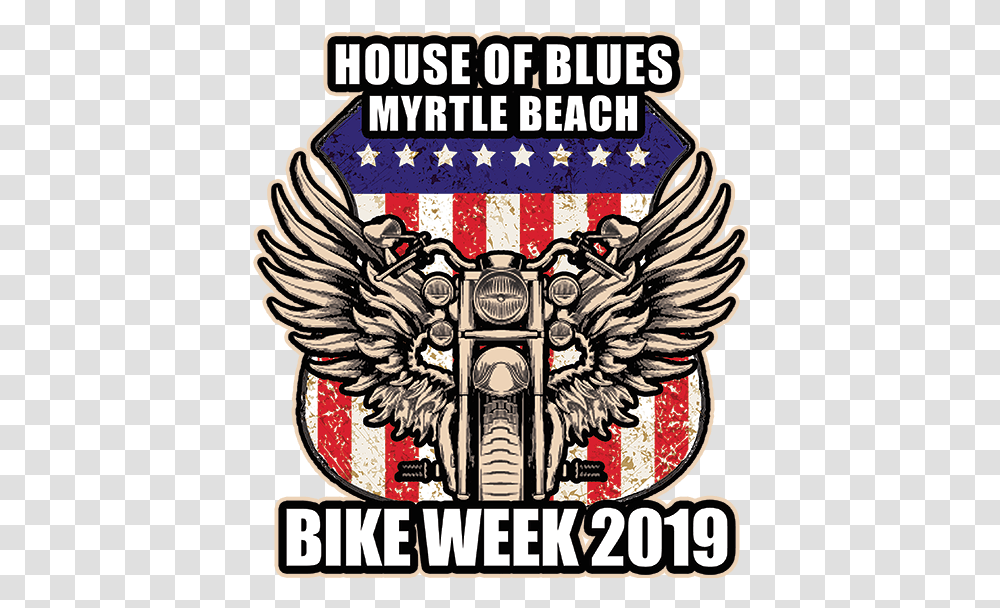Bike Week House Of Blues Myrtle Beach American, Emblem, Symbol, Building, Architecture Transparent Png