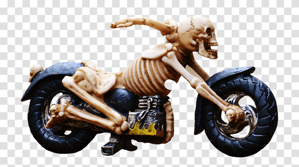 Biker Skeleton Creepy Weird Decoration Scary Skeleton Motorcycle, Wheel, Machine, Dinosaur, Reptile Transparent Png