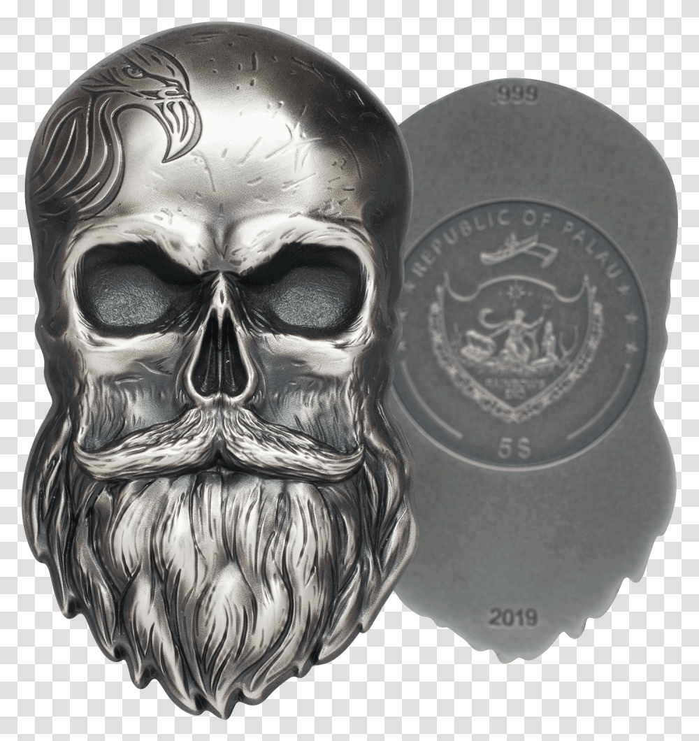 Biker Skull 2019 1 Oz Pure Silver Coin Palau, Person, Human, Skin, Drawing Transparent Png