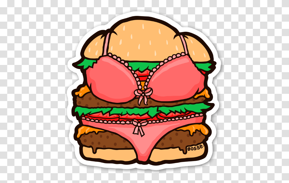 Bikini Burger Sticker Sexy Cheeseburger, Underwear, Lingerie, Food Transparent Png