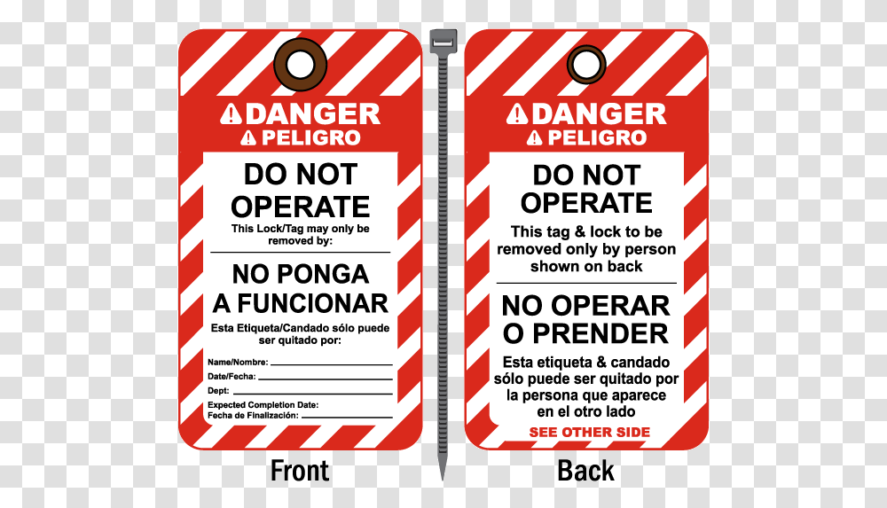 Bilingual Danger Do Not Operate Tag Lock Out Tag Out Tag, Advertisement, Flyer, Poster, Paper Transparent Png