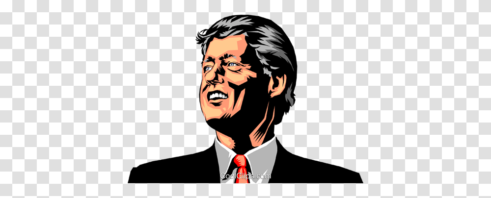 Bill Clinton Royalty Free Vector Clip Art Illustration, Face, Person, Head, Tie Transparent Png