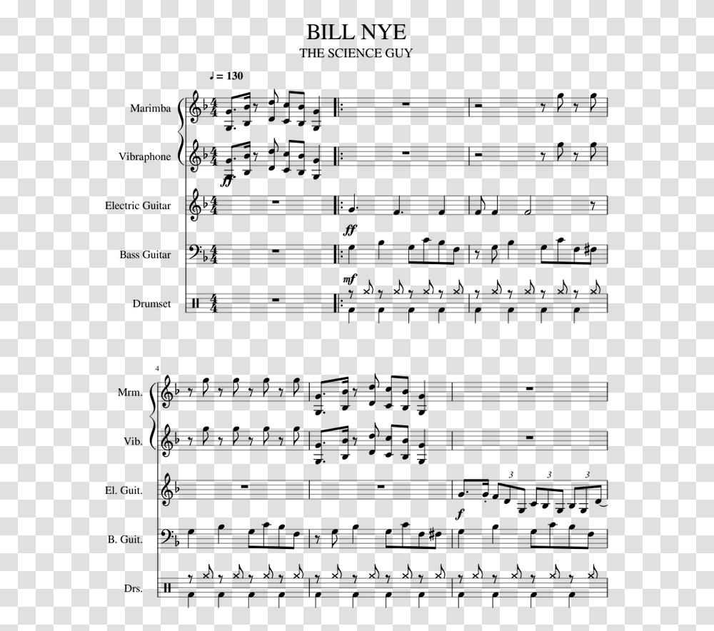 Bill Nye Sheet Music For Percussion Guitar Bass Download, Gray, World Of Warcraft Transparent Png