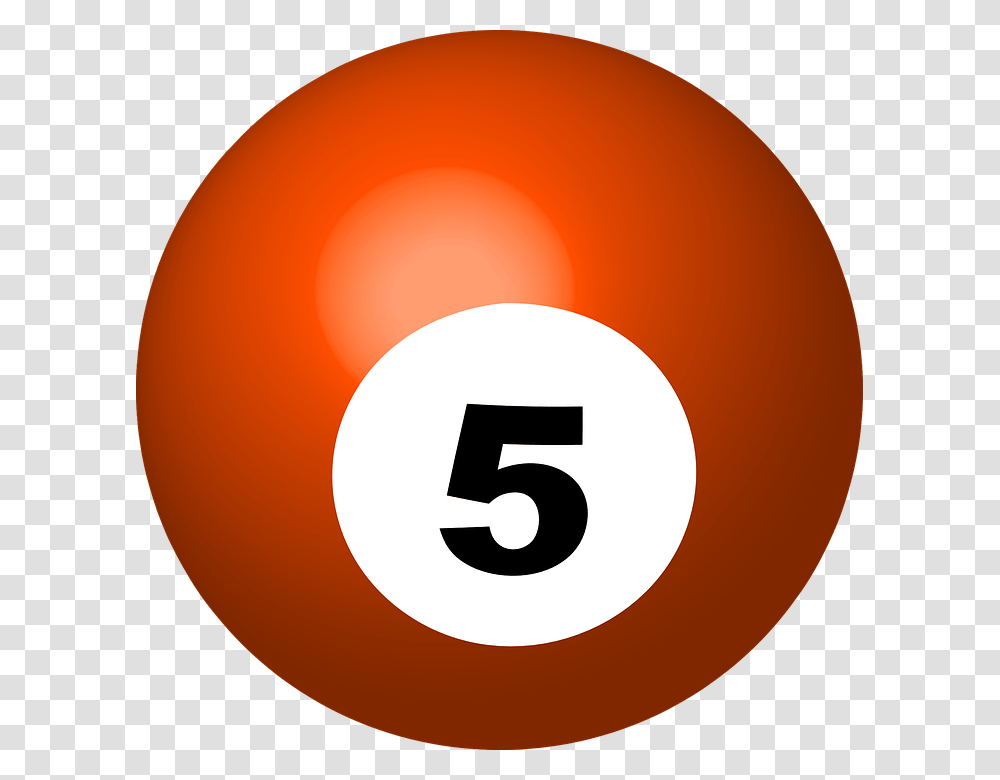 Billiard Ball Clipart Bola Pool Ball 5, Number, Plant Transparent Png