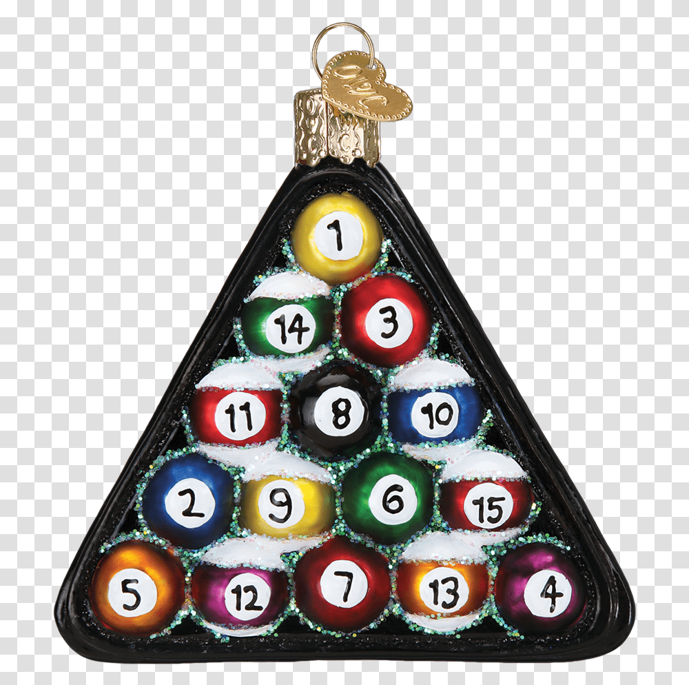 Billiard Ball Ornament By Old World Christmas Billiard Christmas Ornament, Triangle, Cone Transparent Png