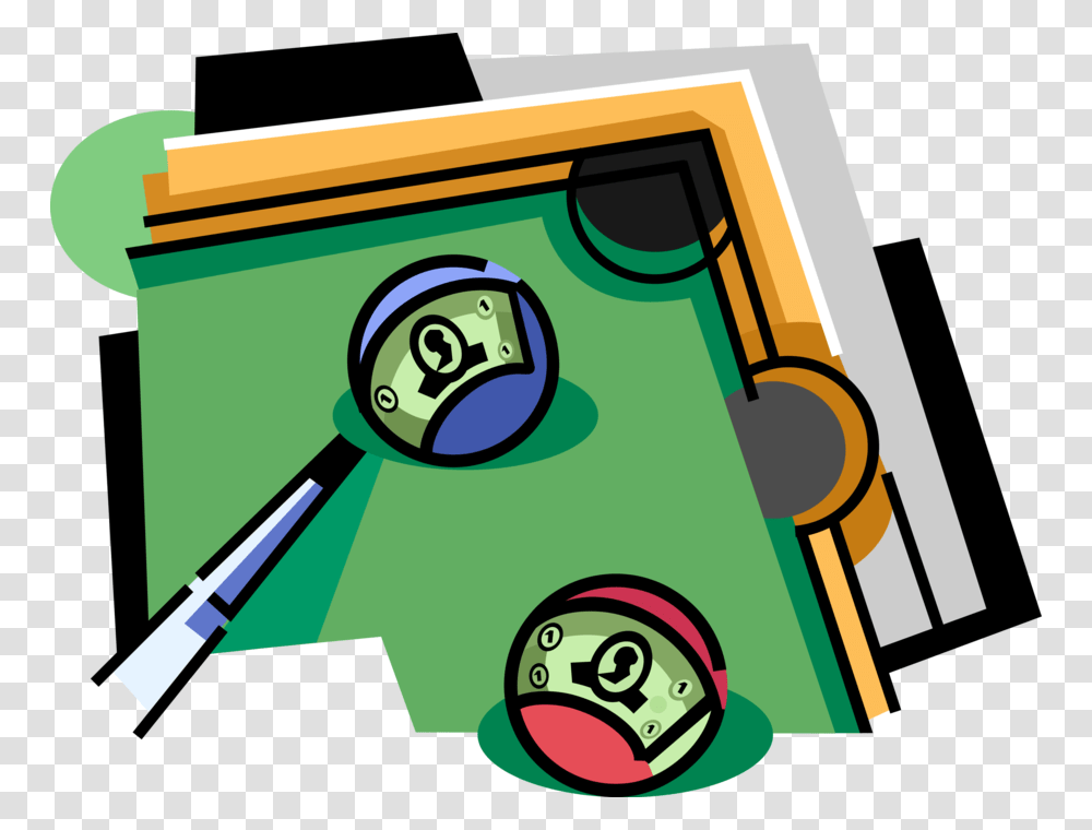 Billiards Table With Balls And Cue, Magnifying Transparent Png