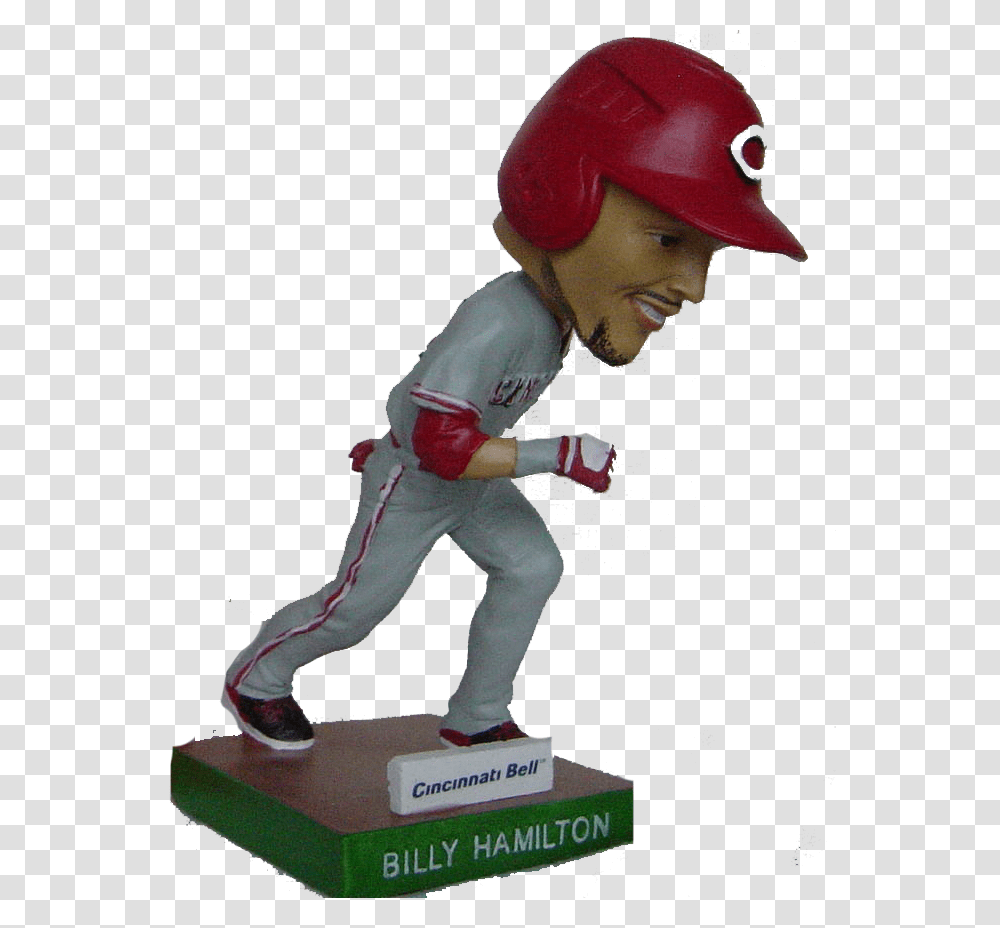 Billy Hamilton Cincinnati Reds Running Bobble 15 Cincinnati Figurine, Helmet, Apparel, Person Transparent Png