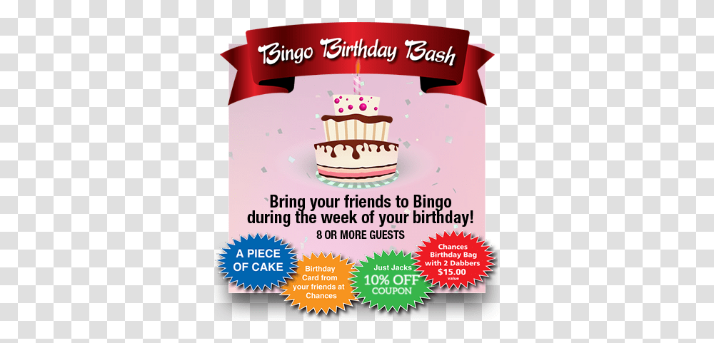 Bingo Birthday Bash Chances Casino Fort St John Bc Cake Decorating Supply, Flyer, Poster, Paper, Advertisement Transparent Png
