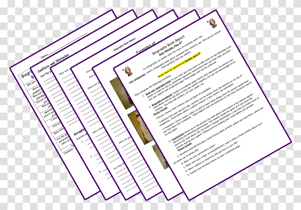 Biography Book Report Document, Page, Text, Advertisement, Poster Transparent Png