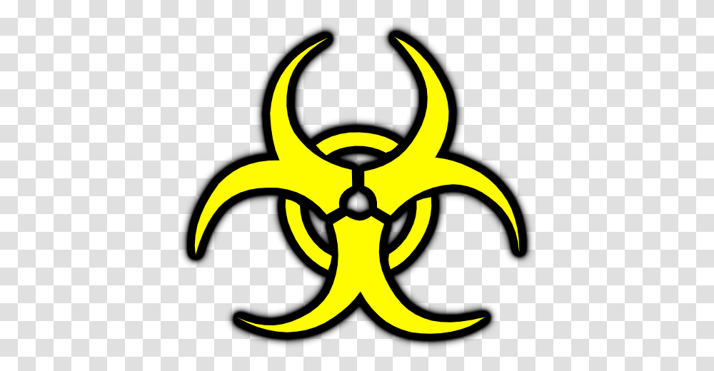 Biohazard Sign Yellow Black Outline Sticker Emblem, Symbol, Outdoors, Star Symbol, Nature Transparent Png