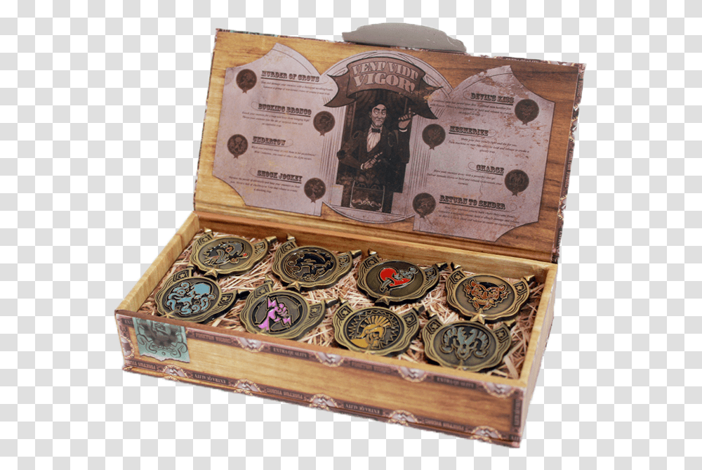 Bioshock Infinite Bronze Vigor Pin Set Bioshock Infinite Pins, Box, Treasure, Person, Human Transparent Png