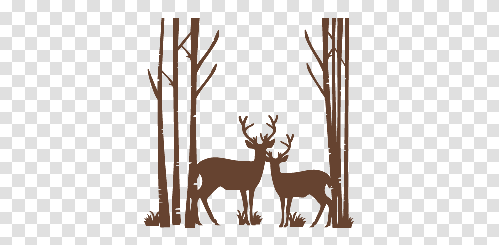 Birch Trees With Deer Scrapbook Cute Clipart, Wildlife, Mammal, Animal, Antelope Transparent Png