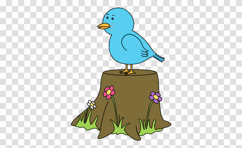 Bird Bird On A Tree Stump Image Cartoon Bird Sitting On Tree, Animal Transparent Png