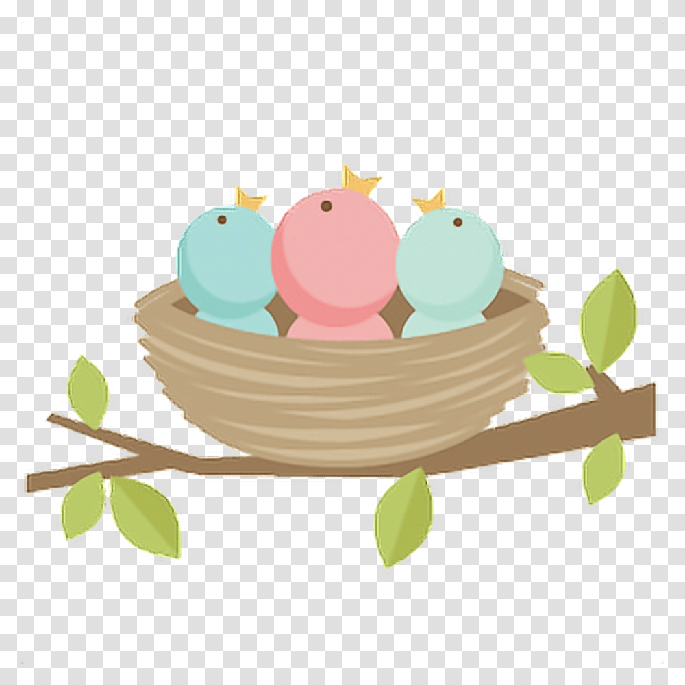 Bird Birds Kawaii Tumblr Ftestickers Cute Bird Nest Clipart, Birthday Cake, Dessert, Food, Furniture Transparent Png