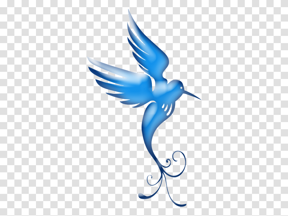 Bird Blue Satin Stylized Elegant Swirl Large Swirl Bird Silhouette, Animal, Jay, Blue Jay, Flying Transparent Png
