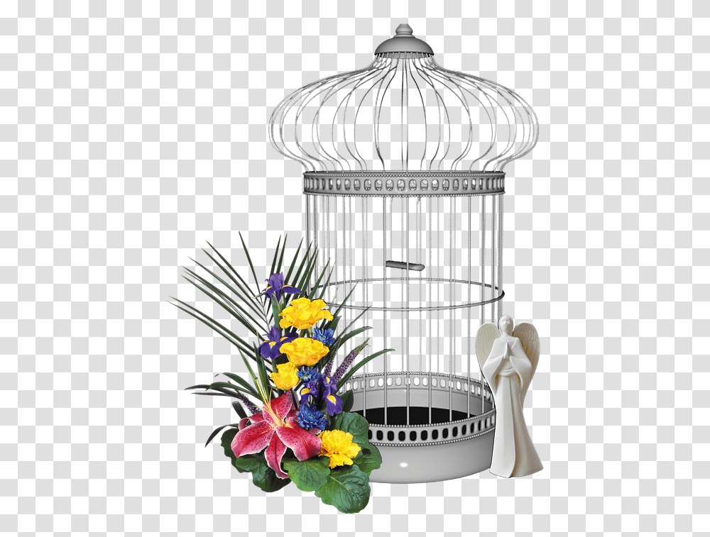 Bird Cage Yellow Flower Flower Yellow Decoration Flower, Plant, Vase, Jar, Pottery Transparent Png
