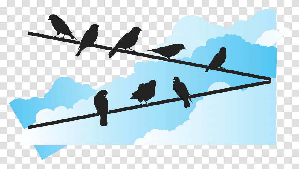Bird Euclidean Vector Wire Silhouette, Animal, Flock, Blackbird, Agelaius Transparent Png