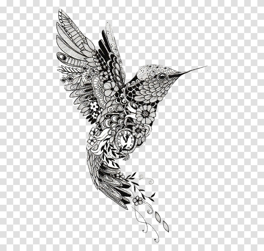 Bird Mandala Tattoo, Animal, Hummingbird, Flying Transparent Png
