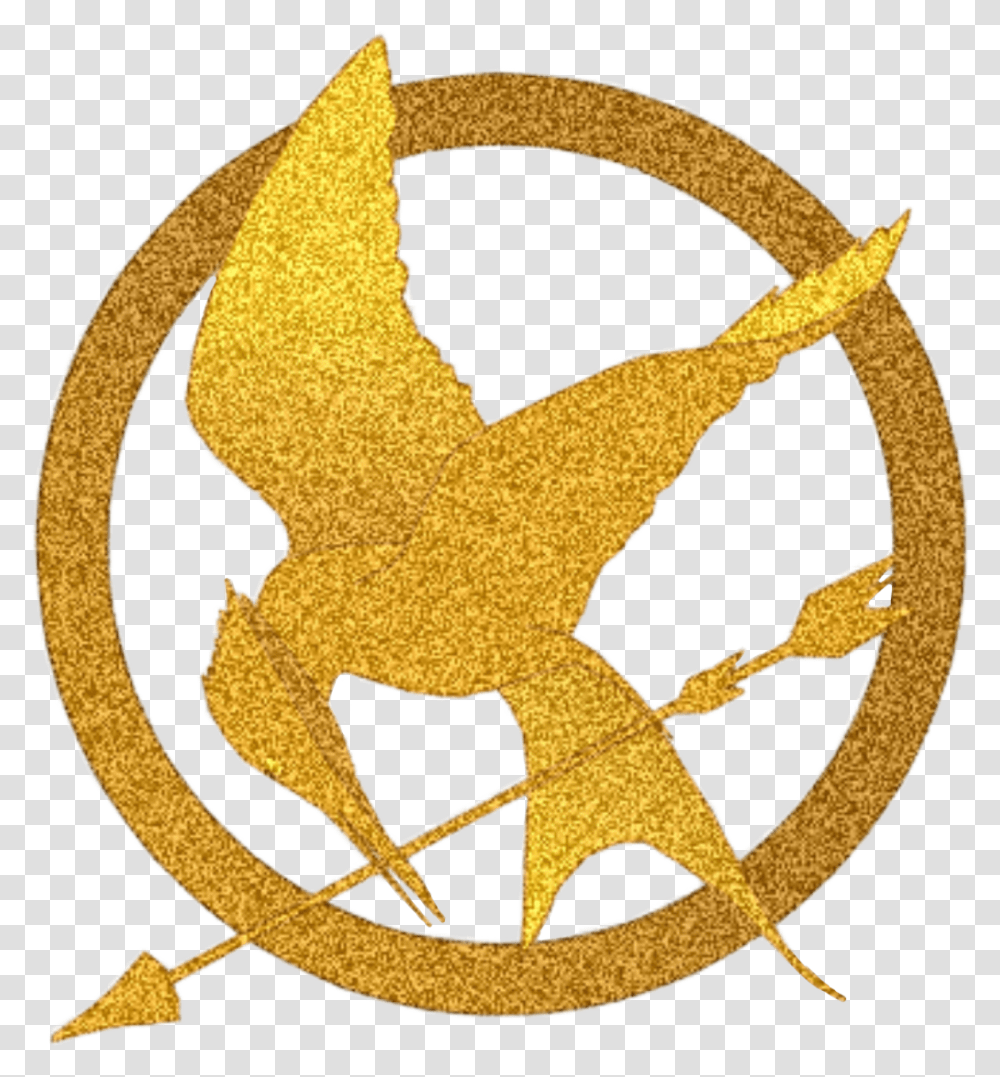 Bird Mockingjay Glitter Fire Gold Pin Hunger Hunger Games Clipart, Logo, Trademark, Emblem Transparent Png