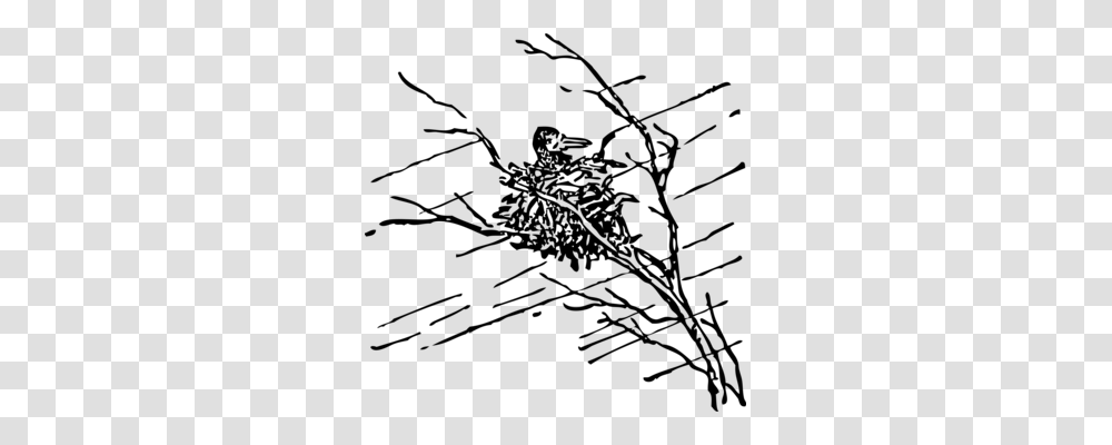 Bird Nest Silhouette Drawing Common Blackbird, Gray, World Of Warcraft Transparent Png
