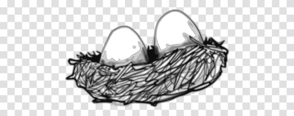 Bird Nest With Eggs Svg Clip Art Black And White Nestt Vector, Helmet, Clothing, Aluminium, Beak Transparent Png