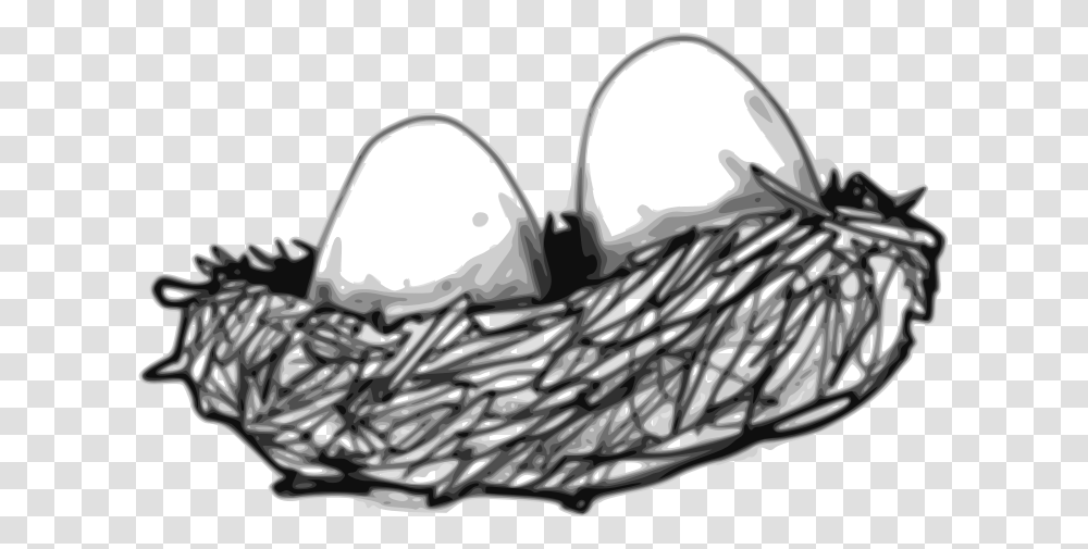 Bird S Nest Bird Eggs Clipart Black And White, Helmet, Apparel, Furniture Transparent Png