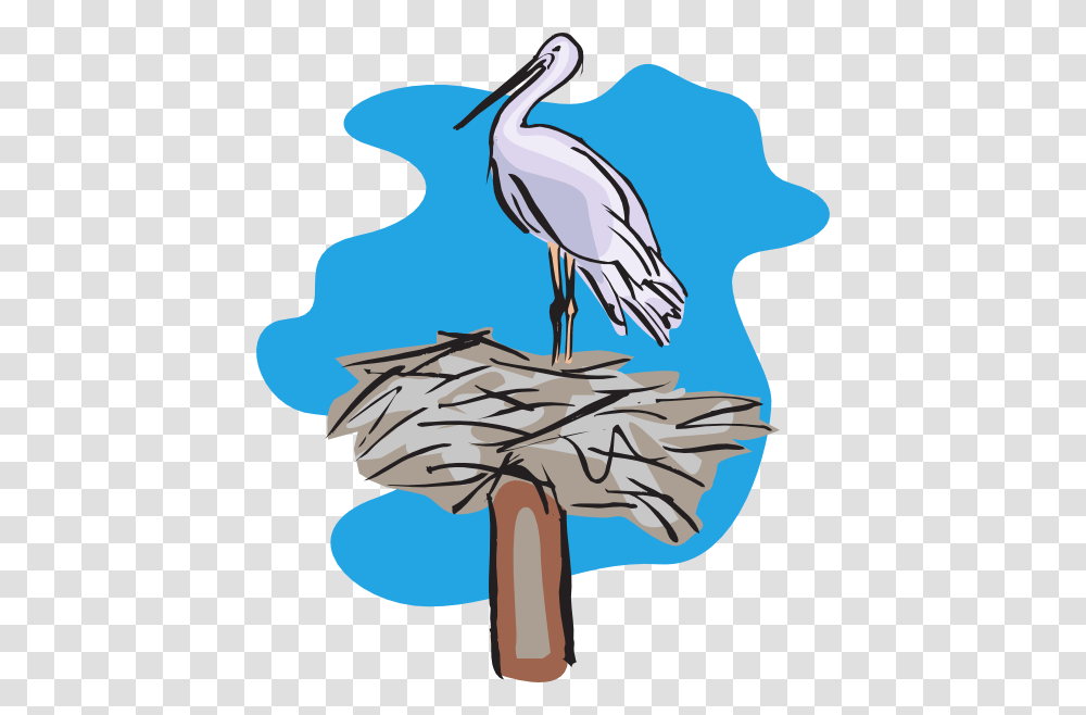 Bird Standing On Nest Clip Art For Web, Animal, Crane Bird, Stork, Waterfowl Transparent Png
