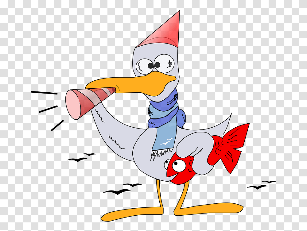 Bird Wearing A Scarf With Fish And Megaphone Clipart Seagull, Juggling, Performer, Elf, Circus Transparent Png