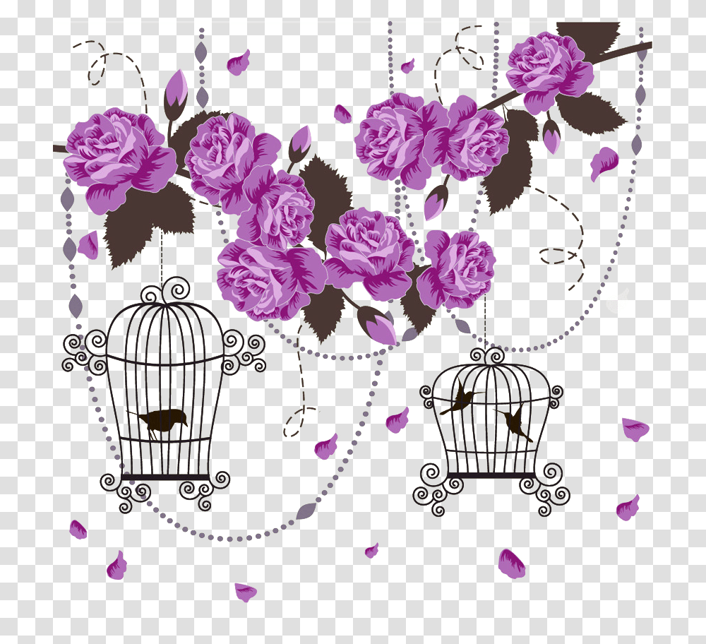 Birdcage Clipart Lavender In Cage, Floral Design, Pattern, Porcelain Transparent Png