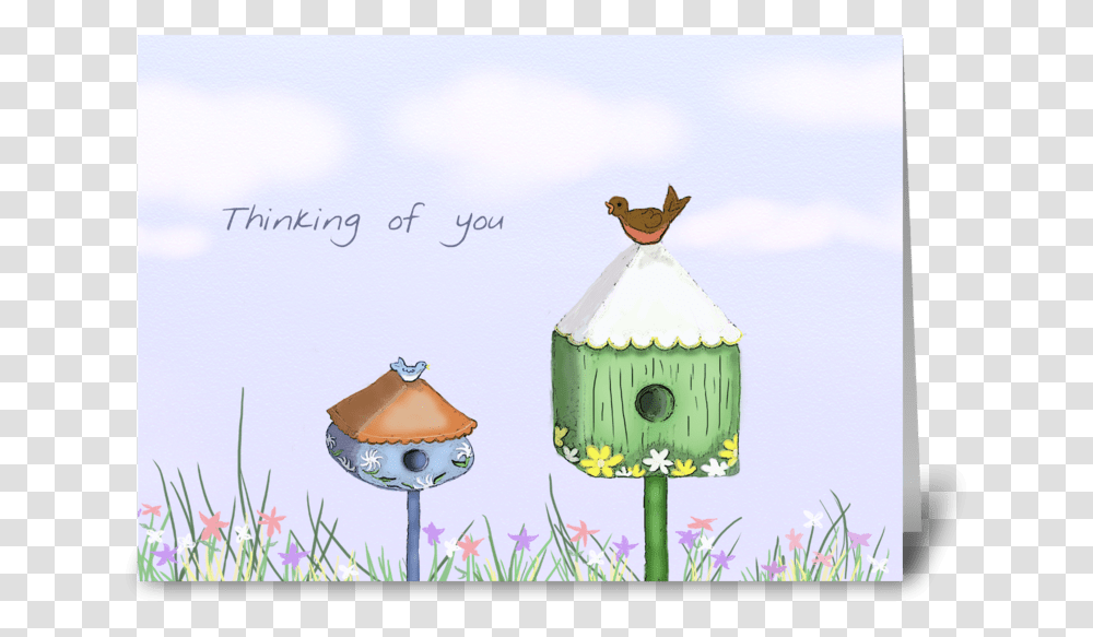 Birdhouse Thinking Of You Card Greeting Card Cartoon, Lamp, Bird Feeder, Animal Transparent Png