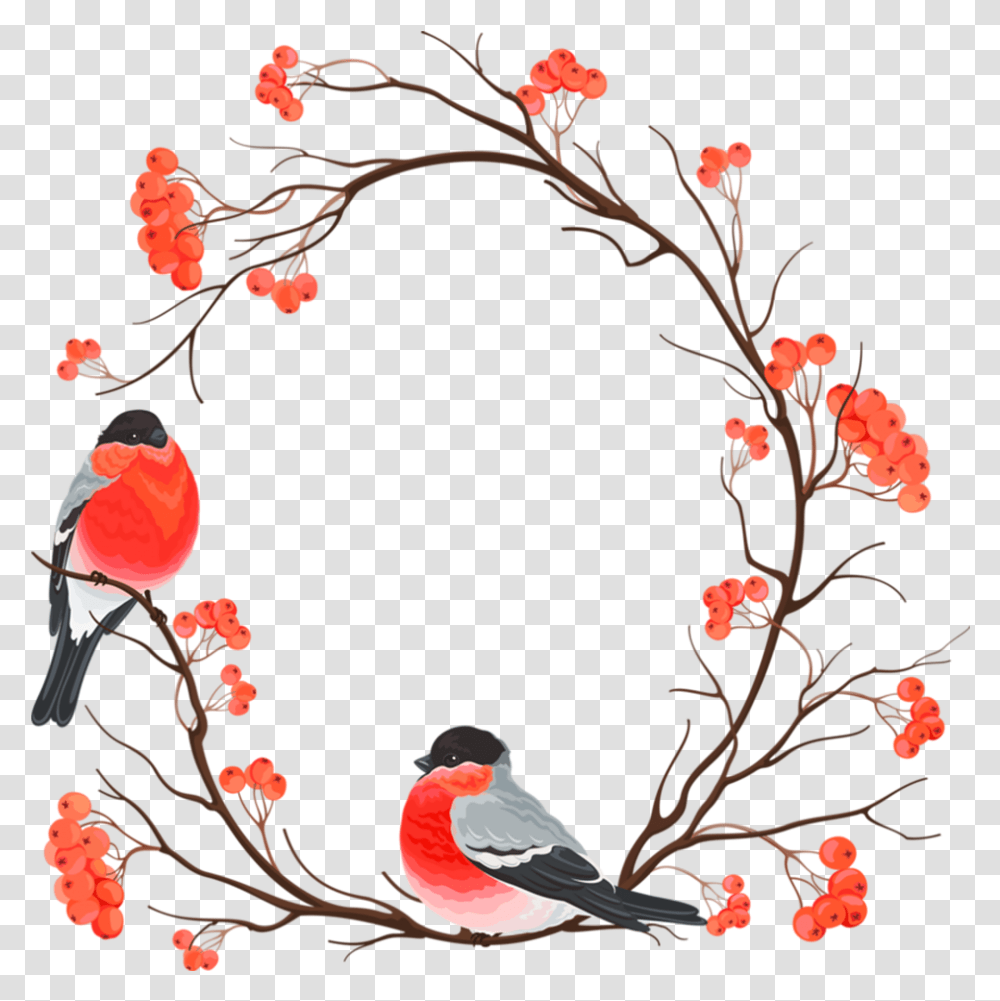 Birds Branches Leaves Fall Autumn Wreath Frame Bird Border, Floral Design, Pattern Transparent Png