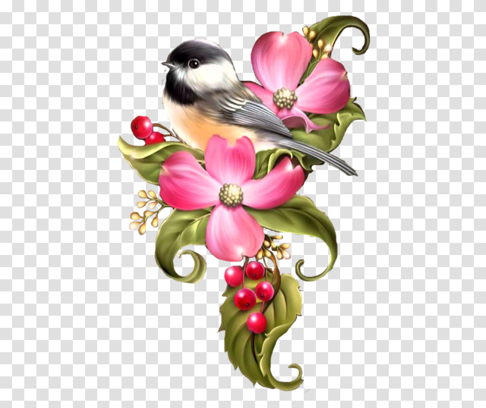 Birds Drawing Color Flower Art Painting Birds And Flowers, Graphics, Floral Design, Pattern, Plant Transparent Png