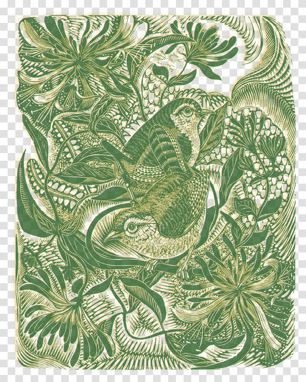 Birds In Forest Wood Engraving, Pattern, Paisley, Rug, Animal Transparent Png