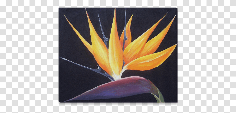 Birds Of Paradise Flower Acrylic On Canvas Painting Modern Art, Plant, Blossom, Pond Lily, Dahlia Transparent Png